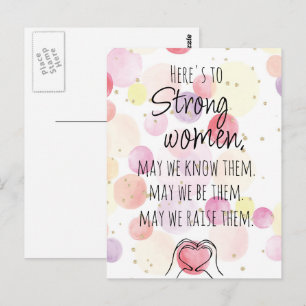 Carte Postale Femmes fortes Motivationnelles bulles d'aquarelle