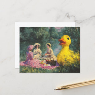Carte Postale Femmes Pique-nique Canard Géant Faux peinture hist