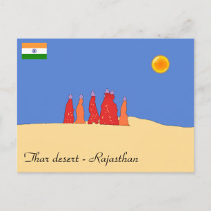 Carte Postale Femmes transportant de l'eau dans le désert de Tha