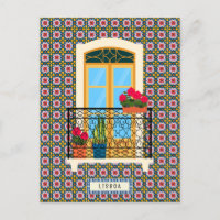 Fenêtre de la maison de Lisbonne avec plantes et c