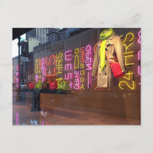 Carte Postale Fenêtre du grand magasin Neon Lights New York NYC