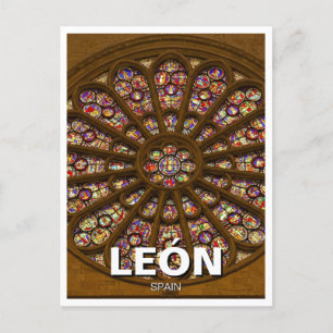 Carte Postale Fenêtre du Rose de la cathédrale de León en Espagn