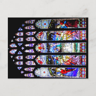 CARTE POSTALE - FENÊTRE EN VERRE STAINÉ CATHÉDRALE