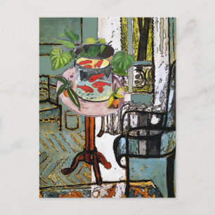 Carte Postale Fenêtre en vert avec Poisson d'or,