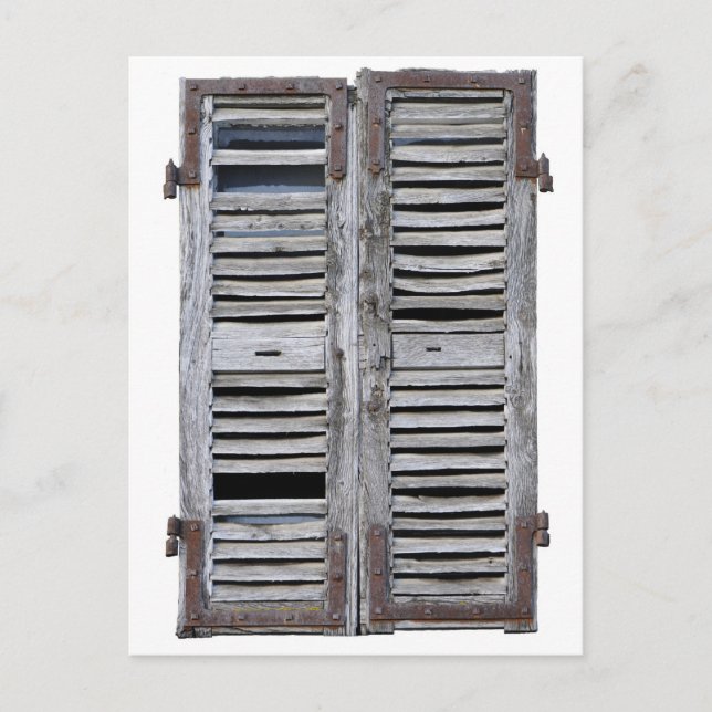 Carte Postale Fenêtre fermée avec de vieux volets en bois (Devant)