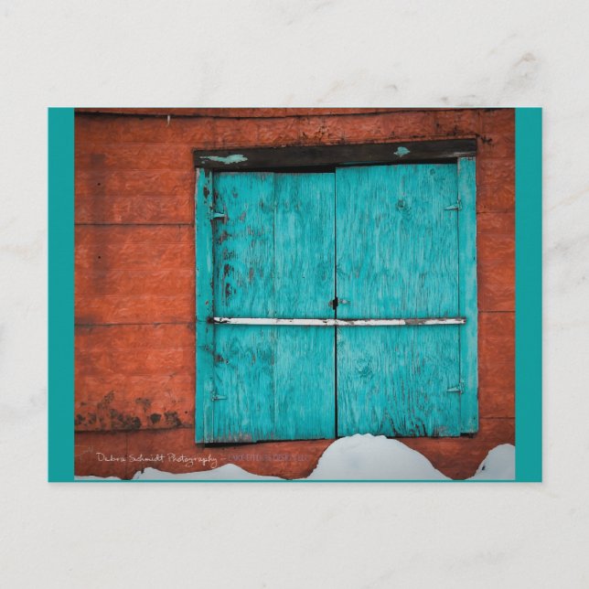 Carte Postale Fenêtre Turquoise au Nouveau-Mexique hiver. (Devant)