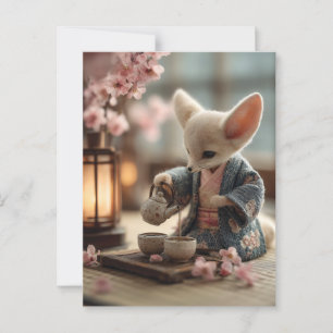 Carte Postale Fennec Fox dans un Kimono exécutant une cérémonie