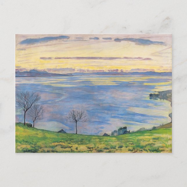 Carte Postale Ferdinand Hodler - Lac Léman le soir (Devant)