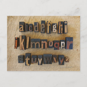 Carte Postale Fermer l'alphabet sur letterpress