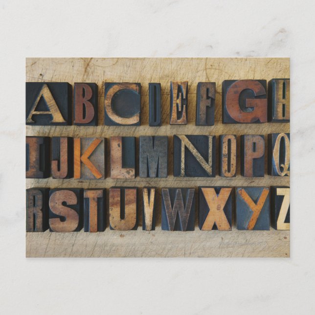 Carte Postale Fermer l'alphabet sur letterpress 2 (Devant)