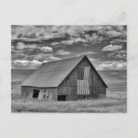 Fermes | Scène de grange drapeau américain BW