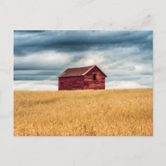 Carte Postale Fermes | Vielle grange rouge (Devant)