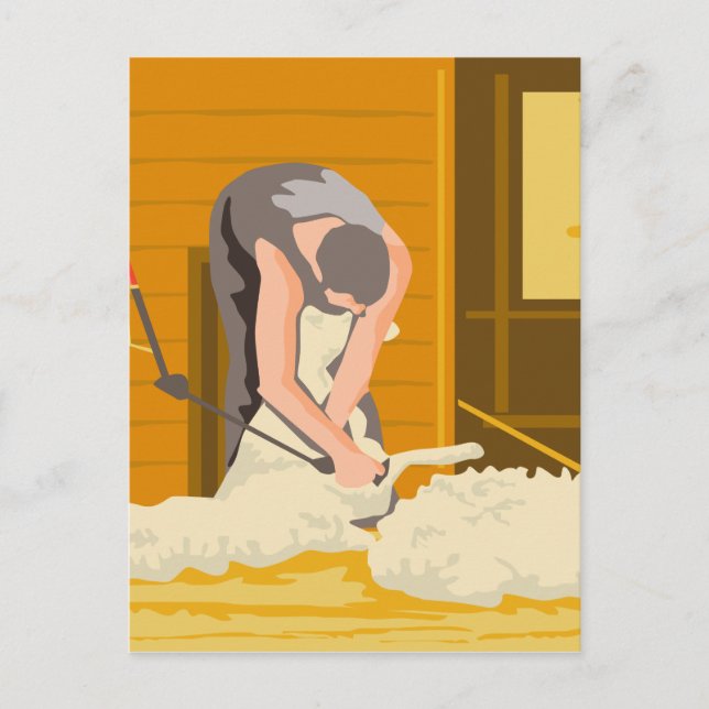 Carte Postale Fermier Fermier Shear Sheep WPA (Devant)