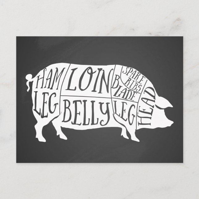Carte Postale fermier porc boucher charcuterie coupe art petit p (Devant)