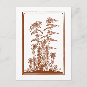 Carte Postale Ferns (1920) par Julie de Graag Vintage Woodcut