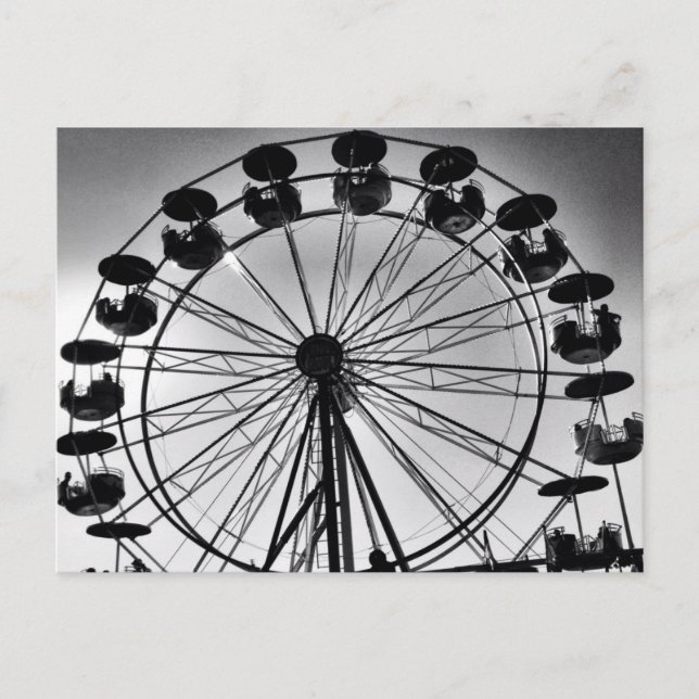 Carte Postale Ferris roulent dedans les cadeaux noirs et blancs (Devant)