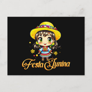 Carte Postale Festa Junina Cute Farm Girl