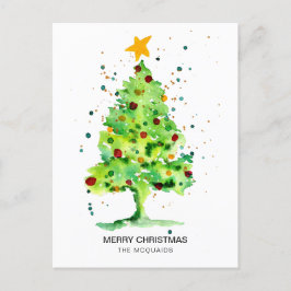 Carte postale Festif Arbre de Noël Aquarelle