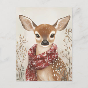 Carte Postale Festif mignon Cerf Noël Salutation