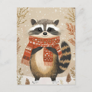 Carte Postale Festif mignon Racon Noël Salutation
