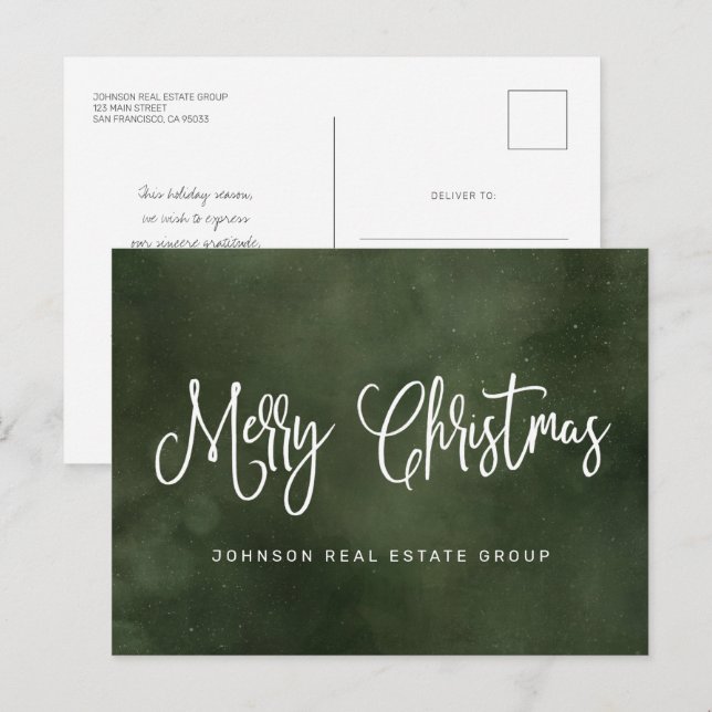 Carte Postale Festif moderne Vert Noël Affaires vacances (Devant / Derrière)