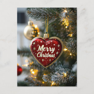 Carte Postale Festif Noël Salutation Coeur Arbre de Noël