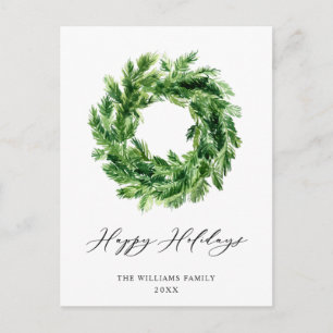 Carte Postale Festif Pine Branche Wreath Noël