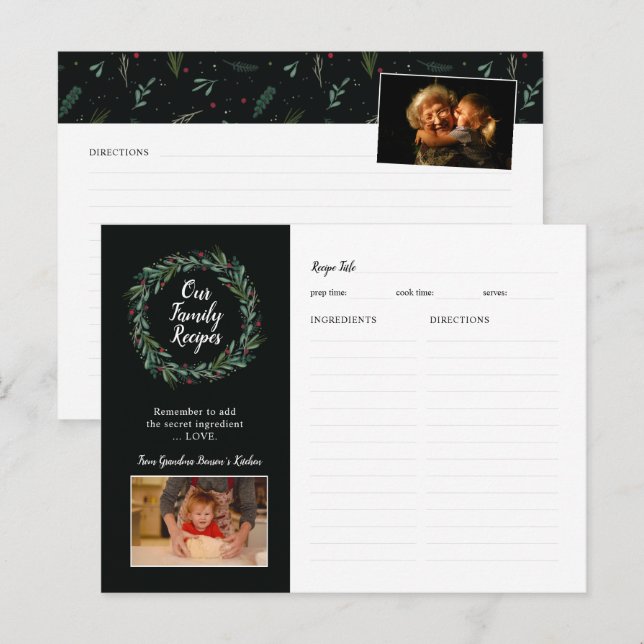 Carte Postale Festif Serre de Noël Berries Feuilles (Devant / Derrière)