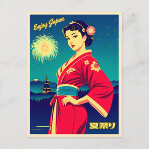 Carte Postale Festival de la nuit japonaise Vintage voyage