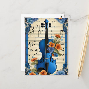 Carte Postale Festival de musique en bleu, violon,