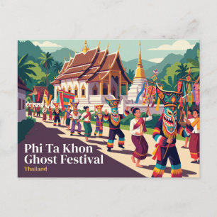 Carte Postale Festival des fantômes Phi Ta Khon, Dan Sai Thaïlan