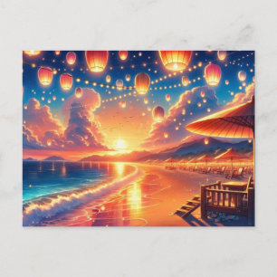 Carte Postale Festival des lanternes au bord de la plage au couc