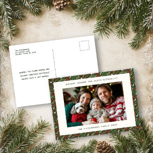 Carte postale Festive Christmas Holly Holiday