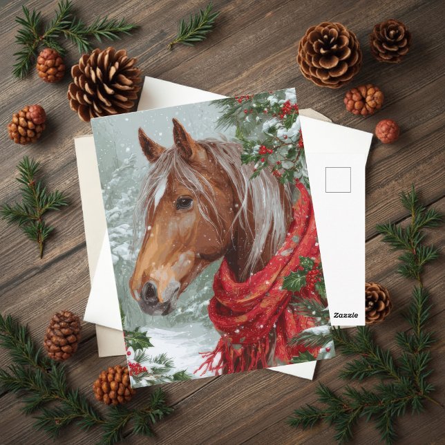 Carte Postale Festive Christmas Horse Greeting Postcard (Créateur téléchargé)
