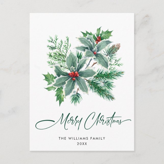 Carte Postale Festive Holly Berry Noël voeux (Devant)
