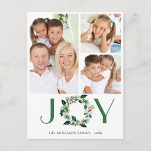 Carte Postale Festive Holly Wreath Noël Salutation vacances