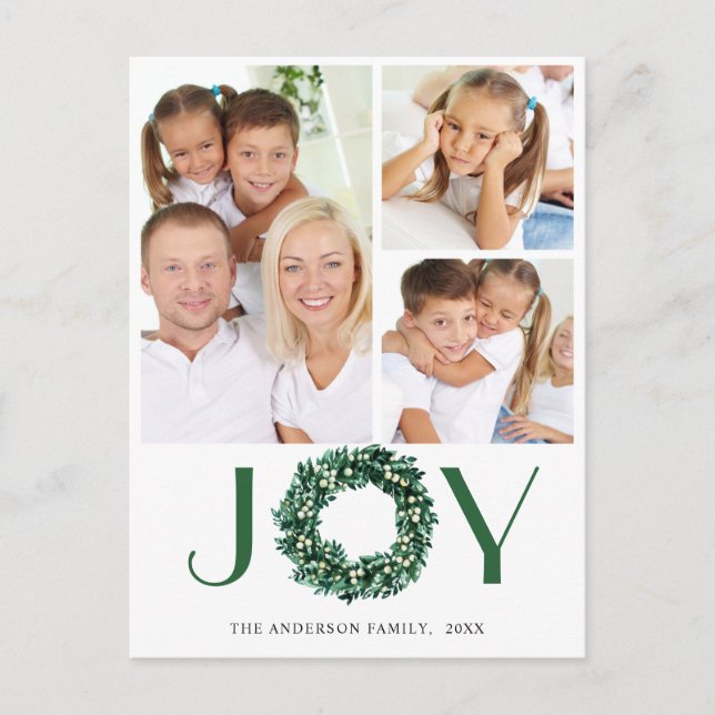 Carte Postale Festive Holly Wreath Noël Salutation vacances (Devant)