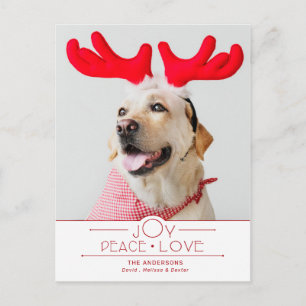 Carte Postale Festive Joy Peace Love Red Plaid Photo