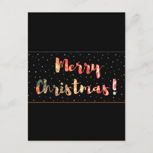 Carte Postale Festive Joyeux Noël Noir & Or Design