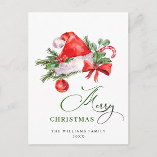 Carte Postale Festive Père Noël Casquette Noël Salutation vacanc