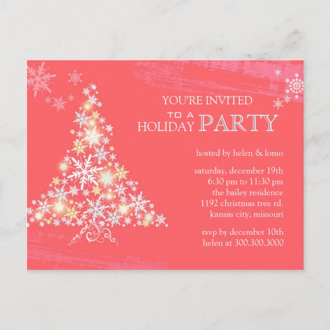 Carte Postale Festivité d'hiver Pink Fête Invitation (Devant)