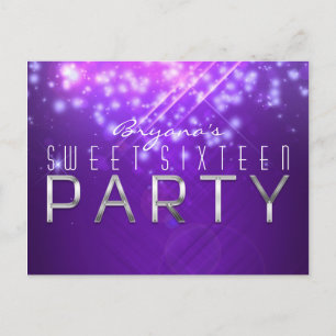 Carte postale fête ambiance Purple Sparkle Glam Cl