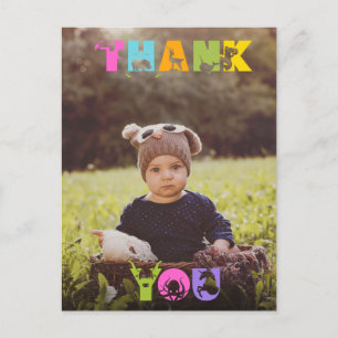 Carte Postale Fête Animal Anniversaire Photo personnalisée Merci