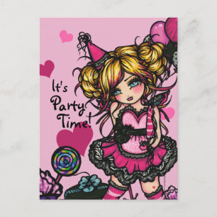 Carte Postale Fête Anniversaire fille Fairy Card Invitation Cart