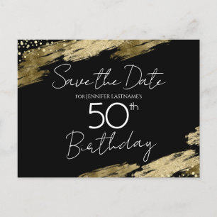 Carte Postale Fête d'anniversaire 50 ans Or Noir Enregistrez la 