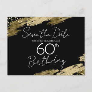 Carte Postale Fête d'anniversaire 60 ans Or Noir Enregistrez la 