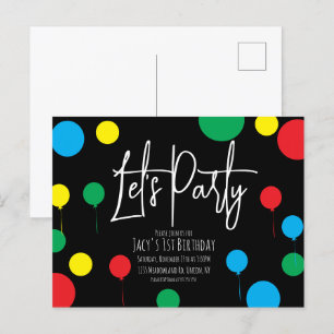 Carte Postale Fête d'anniversaire adulte Enfants Ballons à point
