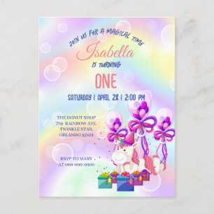 Carte Postale Fête d'anniversaire arc-en-ciel licorne mignonne p