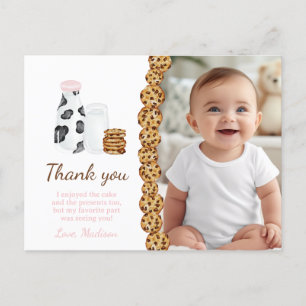 Carte Postale Fête d'anniversaire au lait et au biscuit merci de