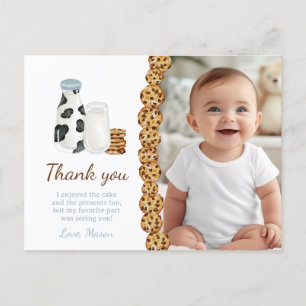 Carte Postale Fête d'anniversaire au lait et au biscuit merci de